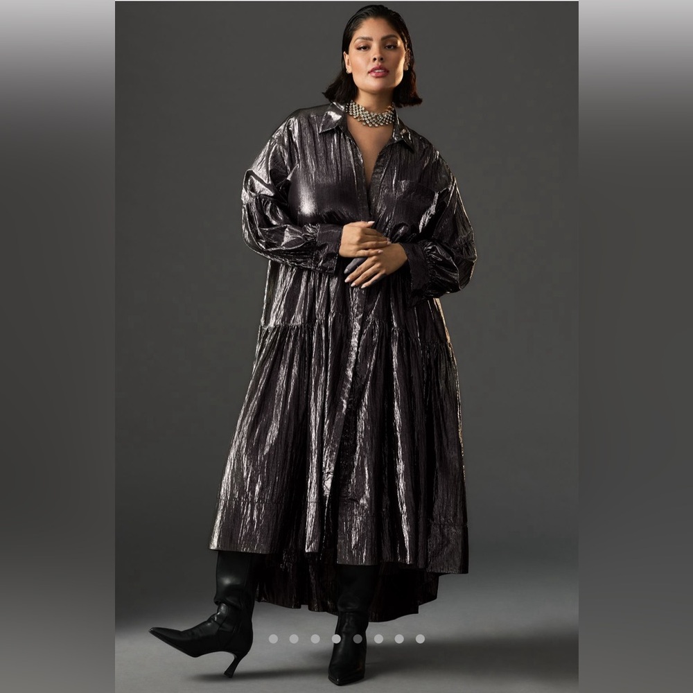 Pilcro Metallic V-neck High Low Dress